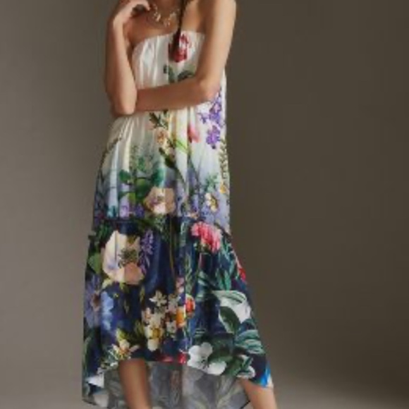 ANTHROPOLOGIE Strapless Maxi Dress, Ivory Floral, NWT! - Picture 5 of 14